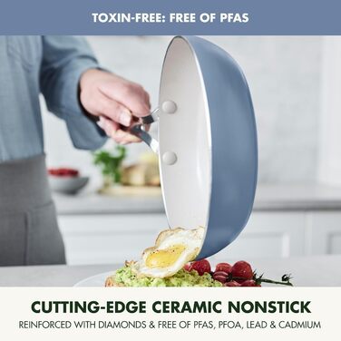 Набір кухонного посуду GreenPan Nova (10 предметів): каструлі, сковороди, кришки, інструменти. Без PFAS, керамічне антипригарне покриття.