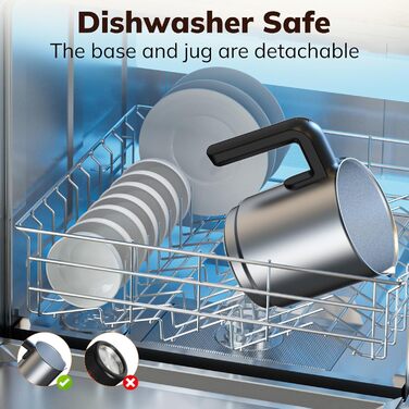 Morpilot Електричний піноутворювач молока 6-в-1, для капучино, лате, гарячого шоколаду, 130-500 мл, 600 Вт, антипригарне покриття, нержавіюча сталь, чорний