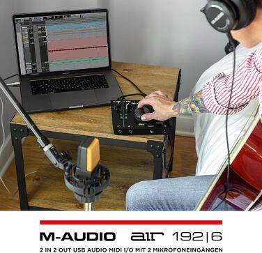 M-Audio Air 192|6: USB аудіоінтерфейс для запису в студійній якості з 2 XLR/Line входами та програмним забезпеченням AIR 192|6 (Чорний)