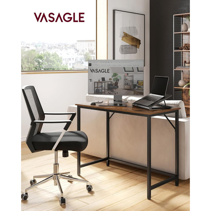 Письмовий стіл VASAGLE, 50x100x76 см, промисловий дизайн, металевий каркас, вінтажний коричнево-чорний