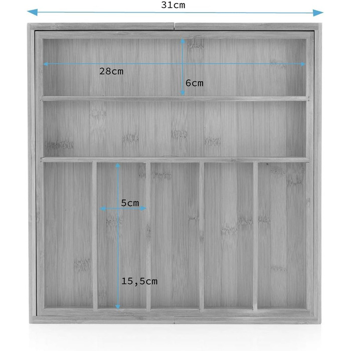 Лоток для столових приборів Homede з бамбукового дерева 7-9 відділень органайзер 32-50x35см