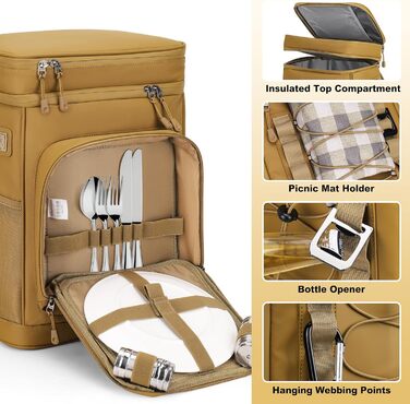 Рюкзак-холодильник 30L, водонепроникний, для пікніка, пляжу, кемпінгу, відпочинку на природі (зелений/жовтий)