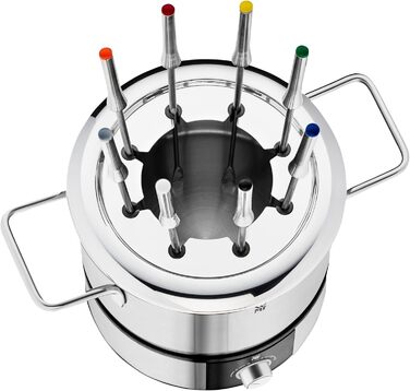 Електричний набір для фондю WMF Lono на 8 осіб: регулювання температури, індукційний горщик 1.2л, з нержавіючої сталі, з тримачем для виделок