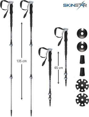 Трекінгові палиці Ski Pole Ski Touring Pole Лижні палиці для походів (ЧОРНИЙ/СІРИЙ), 1 Touring Pole