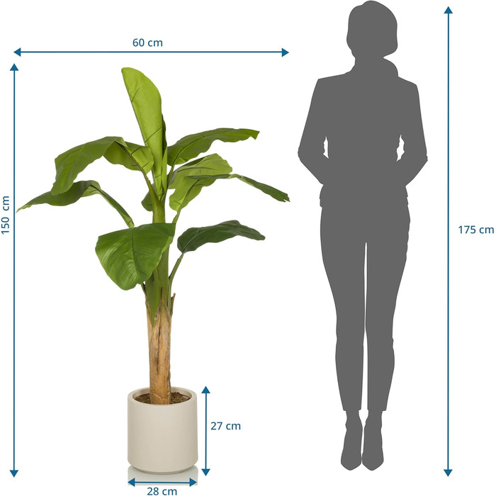 Штучна рослина Банан I 150 см - проста у догляді прикраса бананової рослини для житлових та робочих приміщень