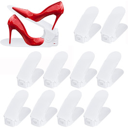 Регульована полиця для взуття Набір для укладання взуття тримач для взуття нековзний органайзер для взуття 3 регульована по висоті пластикова чорна (20 шт. біла), 10 шт.