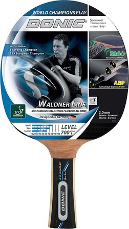 Ракетка для настільного тенісу Donic з черепахою Waldner 700, ручка ABP, губка 2,0 мм, 3-зіркове покриття Donic ITTF, 754872 одномісних