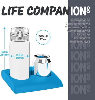 Гладка герметична пляшка для пиття Ion8, нержавіюча сталь з вакуумною ізоляцією, 500 мл (17 унцій), (гарний настрій)