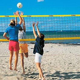 Сітка для пляжного волейболу ДОНЕТ, для тренувань і відпочинку 8,5 х 1,0 м, окантовка з ПВХ жовтого кольору 75 мм