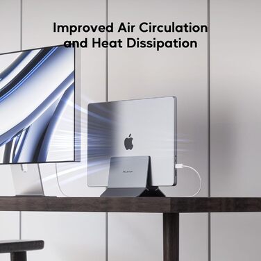 Підставка для ноутбука вертикальна, алюміній, регульована, для Mac, MacBook Air, Pro, iPad, Tablet, Mini - сіра