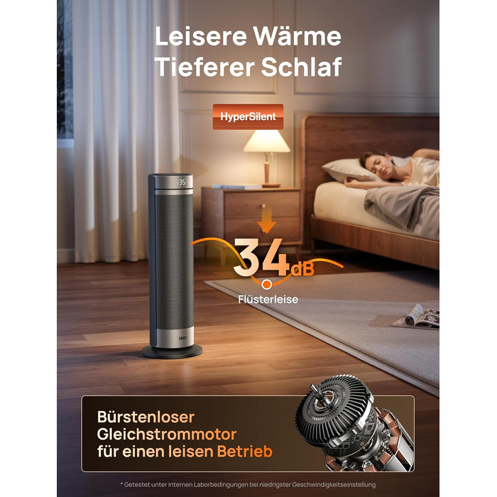 Електричний обігрівач Dreo 23 дюйми, 2000 Вт, тихий, з пультом, таймером, осциляцією, 5 режимів, PTC-кераміка, термостат, для великих приміщень, офісу, срібний