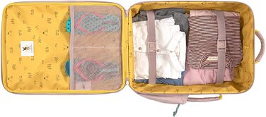 Повсякденний дитячий дорожній чемодан на візку з пакувальним ременем і коліщатками 46 см, 3 роки (вігвам)