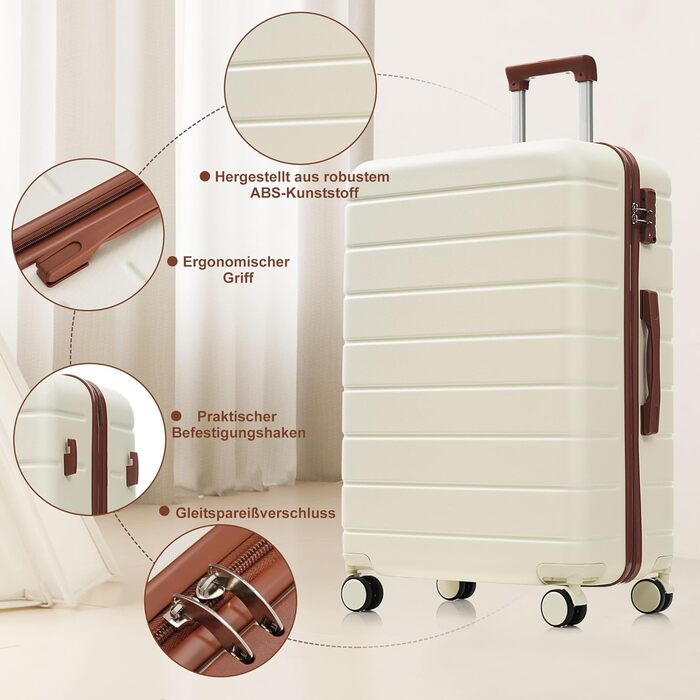 Набір валіз Merax 3 шт. з жорстким корпусом (20/24/28 дюймів), кремовий колір