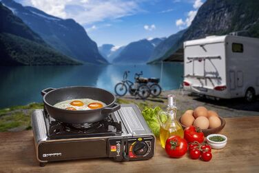 Газовий нагрівач KEMPER Nomade з нержавіючої сталі, 1900 Вт, Piezo-запалювання, подвійний захист, у кейсі