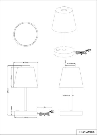 Настільна лампа Reality Lights Emmy, 2,5 Вт, матовий нікель, скло алебастр білий, 4 шт. сенсорний