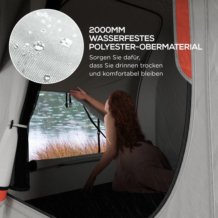 Outsunny Rear Tent Автомобільний купольний намет на 6 осіб з 3 дверима та вікнами, Намет задніх дверей для каравану та позашляховика з поліестеру, світло-сірий