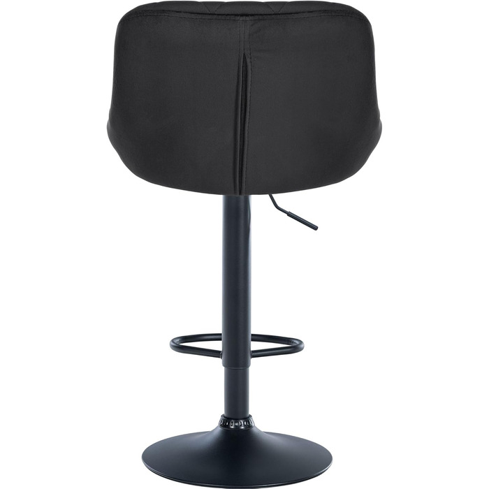 Набір з 2 барних стільців Lazio з велюровим покриттям, обертаються, з підставкою для ніг, регульована висота, чорний колір, металевий каркас
