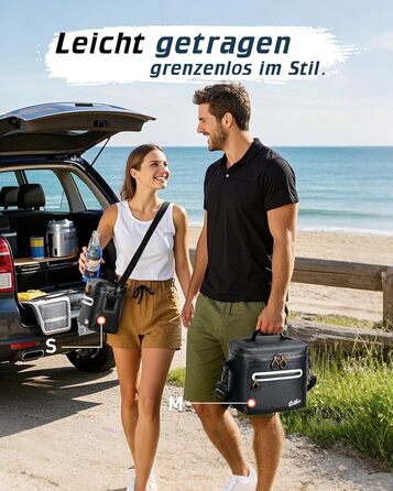 Термосумка-холодильник 7л, 14л, 24л ізольована водонепроникна для кемпінгу, пікніка, пляжу та грилю - Carbon-Schwarz (Чорний)