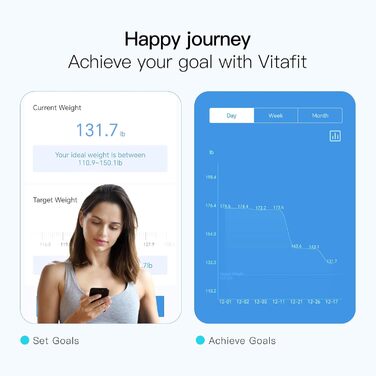 Цифрова шкала жиру в організмі Vitafit з додатком, Bluetooth, 180 кг, аналіз тіла, чорний