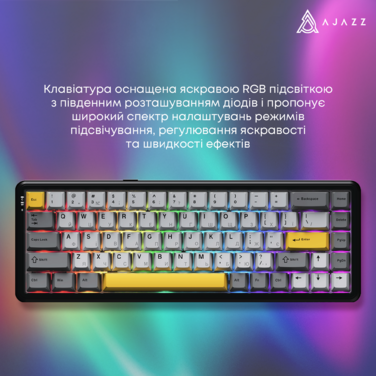 Дротова магнітна клавіатура Ajazz AK680 MAX Magnetic switches Black Gray Yellow (AK680-M-BGY-AW)