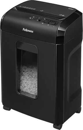 Шредер Fellowes Microcut P5: знищення 2000+ частинок/A4, 10 аркушів, 19л контейнер, безпечний, чорний