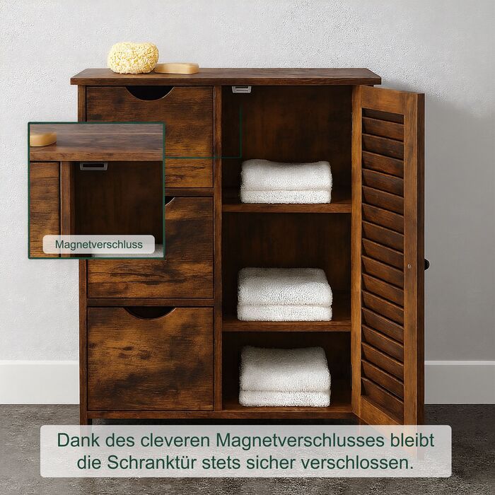 Шафка для ванної кімнати Relaxdays з 3 висувними ящиками