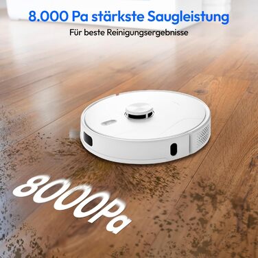 Робот-пилосос MEDION X41SW+ з док-станцією, лазерною навігацією та функцією миття підлоги. Потужність всмоктування 8000Pa, 2-в-1, створення точних карт, зони заборони, підтримка декількох поверхів