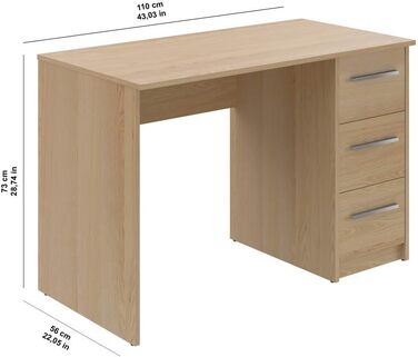 Прямокутний письмовий стіл, 4 шухляди, 56 x 110 x 73 см