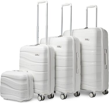 Валіза-тележка KONO: легка та міцна валіза з TSA замком та 4 колесами (білий)