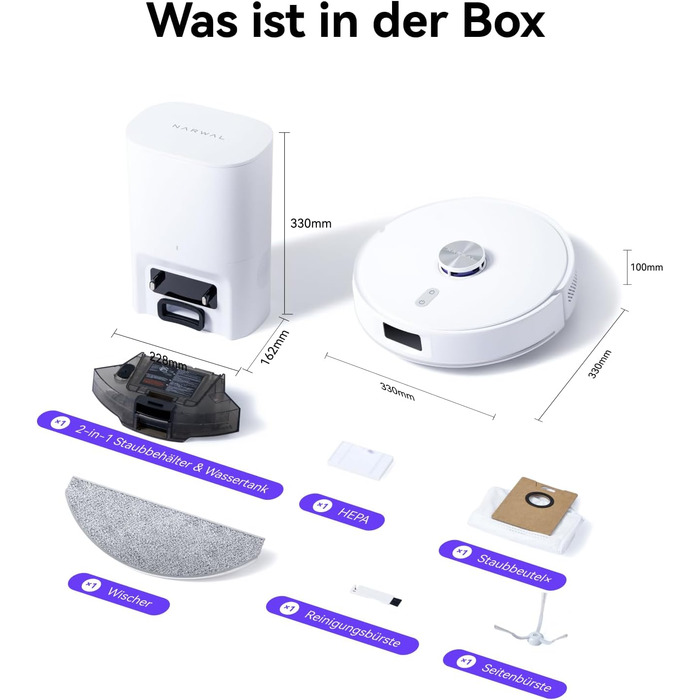 Робот-пилосос NARWAL Freo S з функцією миття підлоги, 8000Pa, 3.5L, LDS-лазерна навігація, керування через додаток, для килимів та шерсті тварин