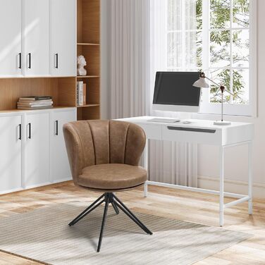 Крісла для їдальні WOLTU (2 шт), обертаються на 360°, з підлокітниками, для кухні та вітальні, стильні, витримують до 150 кг (штучна шкіра, темно-коричневі)