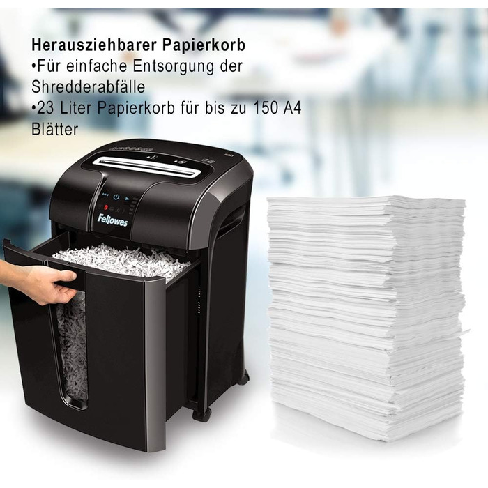 Fellowes Powershred 15C - Офісний шредер для дому, 15 листів, білий, 19 л