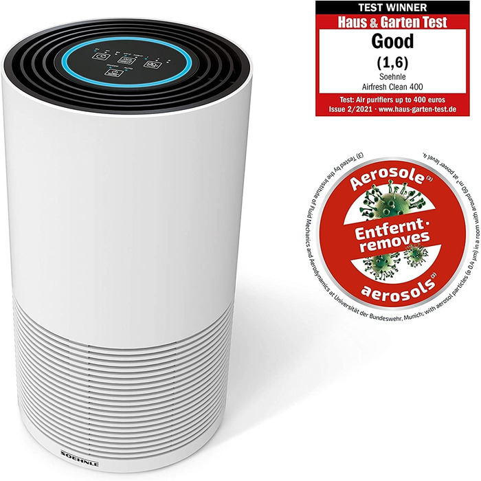 Повітряний очисник Soehnle AirFresh Clean 400 з 4-ступеневою системою очищення, Hepa та вугільним фільтром, UV-C світлом, для алергіків