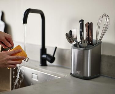 Підставка для столових приборів Joseph Joseph Duo для кухонної мийки з місцем для ножів, сіра (сталь)