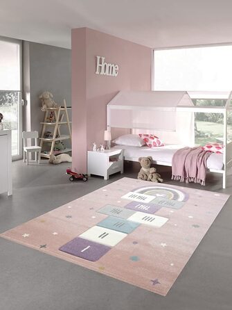 Килим-мрія Дитяча кімната килим ігровий килимок з зірками надувна гра Рай і пекло серце Веселка Розмір (160 см круглий, рожево-зелений кремовий)