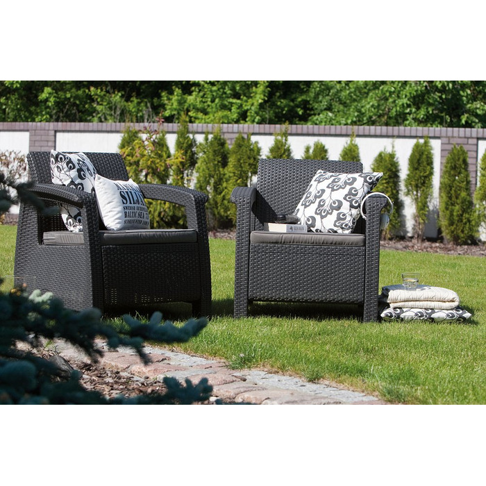 Комплект садових меблів Allibert із пластику, сірий, 3 предмети