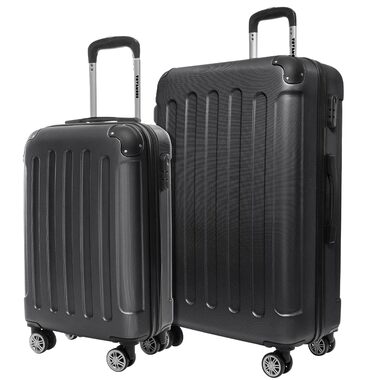 Набір валіз TRVLMORE 2 шт. з твердим корпусом - Чемодан та набір ручних валіз - Набір валіз 2 шт. - Набір валіз для подорожей 2 шт. - Набір валіз з твердим корпусом 2 шт. - Набір ручних валіз 2 шт. - Чорний набір валіз 2 шт.