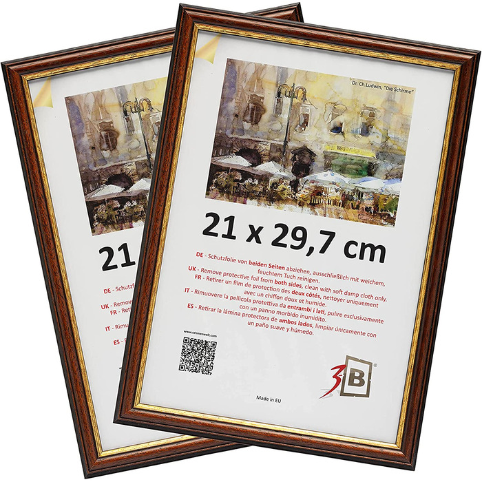 Рамка для фотографій Барі в сільському стилі темно - коричневого кольору - 229,7 см (А4) - Дерев'яна рамка, фоторамка, портретна рамка з акриловим склом (21 х 29,7 см (А4) - 2 упаковки), 3-
