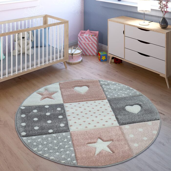 Домашній дитячий килим TT, килим для дитячої кімнати, для дівчаток, для дітей, 3D принцеса, Зоряна корона, колір розмір (200 см круглої форми, рожевий)