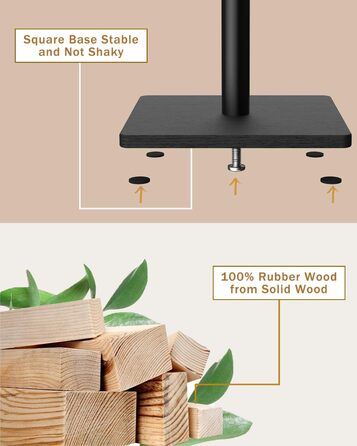 Дерев'яна вішалка для одягу Yawinhe, 180 см, 8 гачків, 3 рівня висоти, чорна