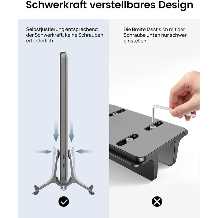 Підставка для ноутбука SODI вертикальна, автоматична, алюмінієва. Захист MacBook, MacBook Pro/Air, ноутбуків, планшетів, телефонів (Space Grey)
