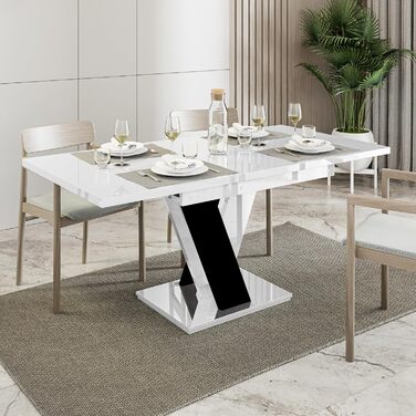 Розсувний кухонний стіл PROROOM FURNITURE Malvi – чорний, 120-160 см, для 4-6 осіб | Сучасний дизайн | Легка збірка | Для їдальні та кухні