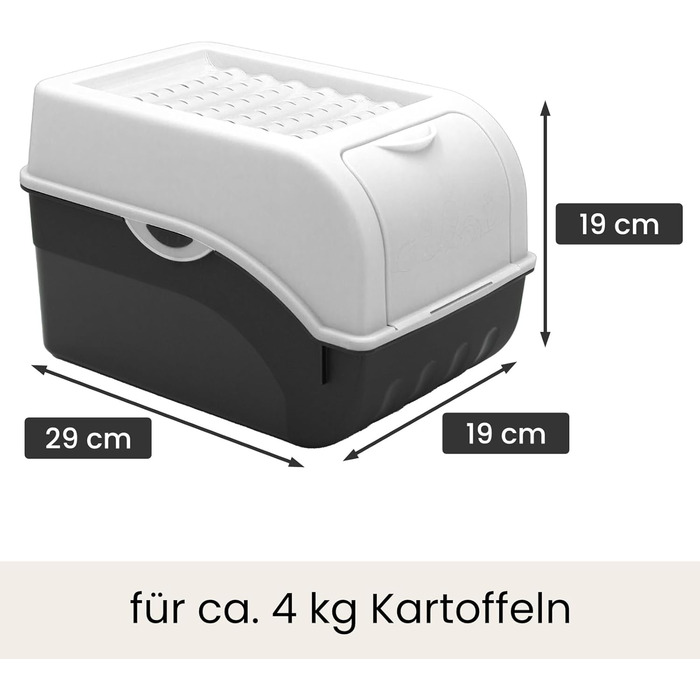 ARTECSIS Коробка для зберігання картоплі, білий колір, набір 2 шт. з кришкою, для 4 кг, з наліпками