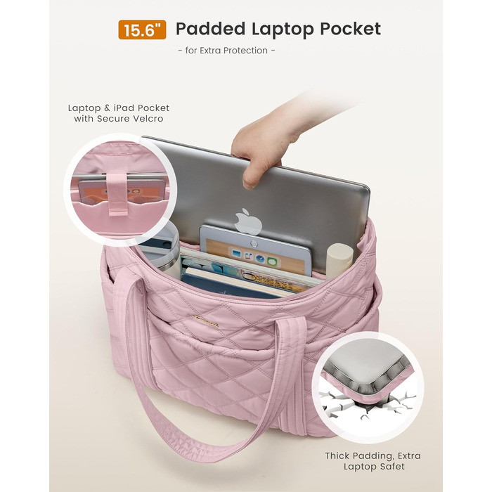 LOVEVOOK Сумка-шопер, велика, чорна (M, рожева): сумка для ноутбука 15.6