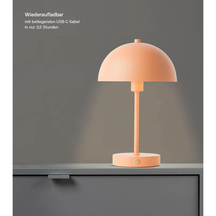 LED настільна лампа Mokebo® 'Leuchtturm' – бездротова, диммер, USB-C, ретро, металева, тепле світло