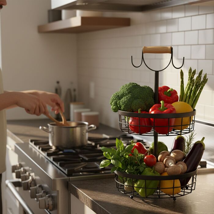 Relaxdays Двоярусна етажерка для фруктів та овочів