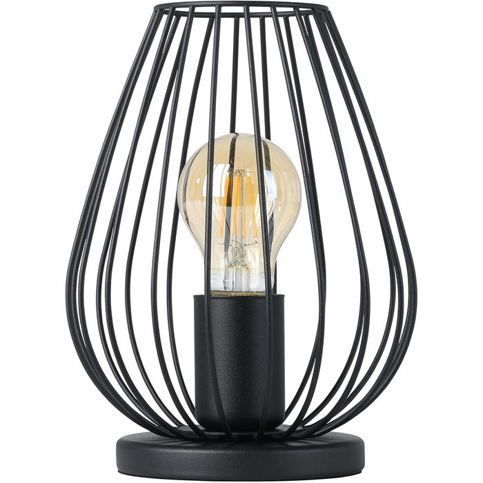 Настільна лампа EGLO Newtown: вінтажна модель з металу, чорного кольору, з вимикачем, цоколь E27 (без лампочки)