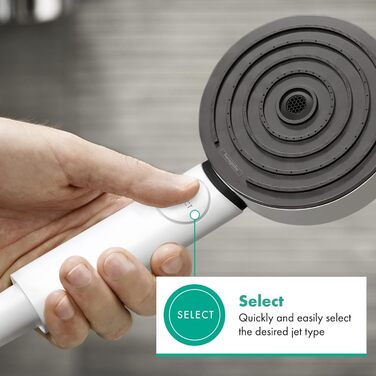 Душова лійка Hansgrohe Pulsify Select S, 6.9 л/хв (EcoSmart), ручна, 3 режими, Antikalk, PowderRain, MonoRain, матовий білий