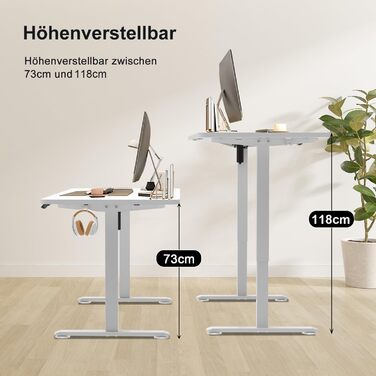 Регульований стіл Homall 100x60 см з USB-портом, комп'ютерний стіл для дому та офісу, ергономічний (білий)