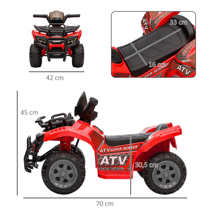 HOMCOM Mini Electric Quad, Дитяча електрична коляска для квадроциклів, для дітей 18-36 місяців, Дитячий мотоцикл Електричний квадроцикл, рожевий